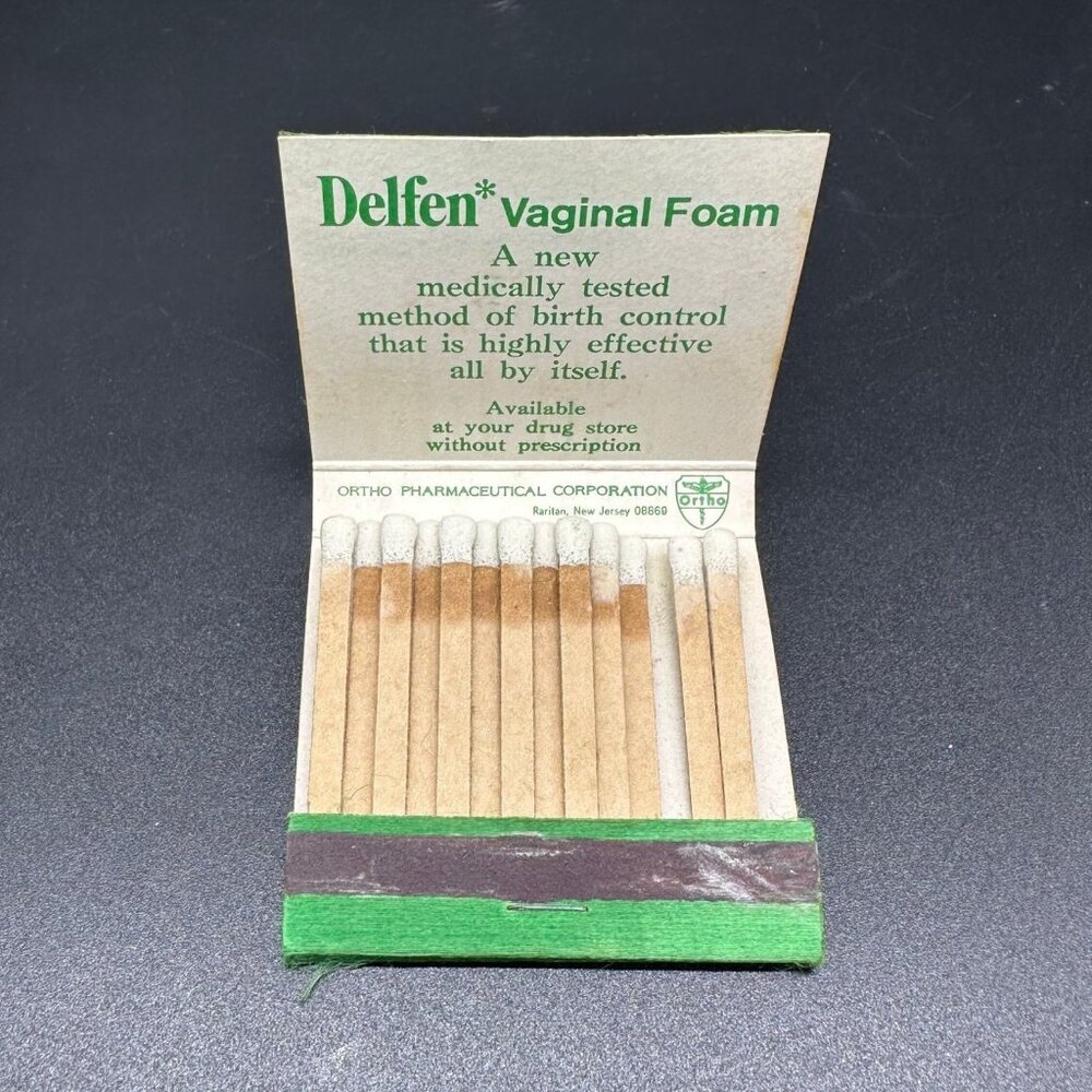 Vintage Matchbook Delfen Advertisement Pharmaceutical Birth Control 1970s Promo